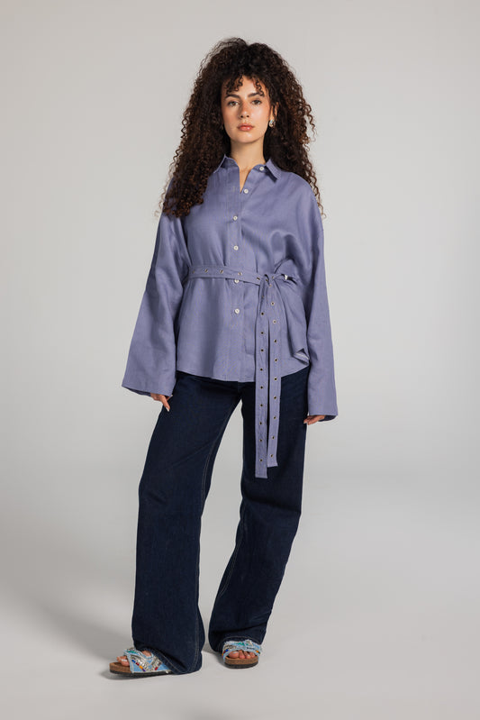 Soft Structure Linen Shirt - Blue