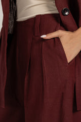 Easy Flow Linen Pants - Maroon