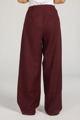 Easy Flow Linen Pants - Maroon