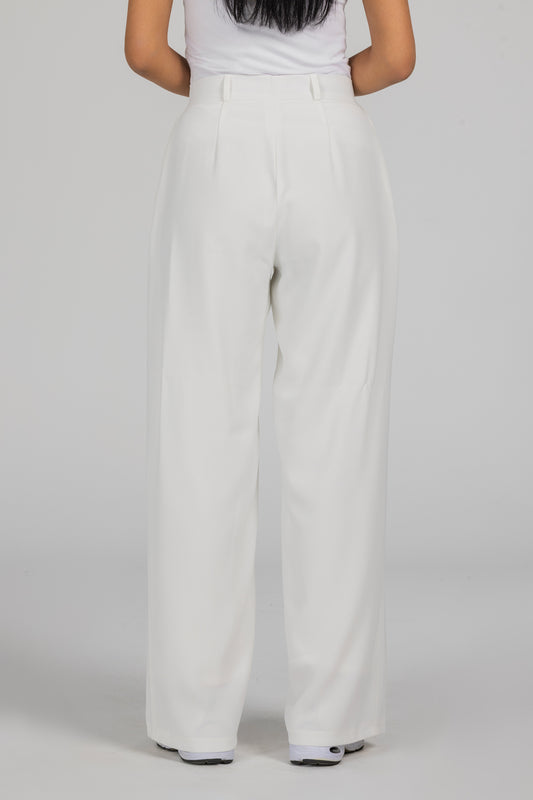 White Pleated Pants
