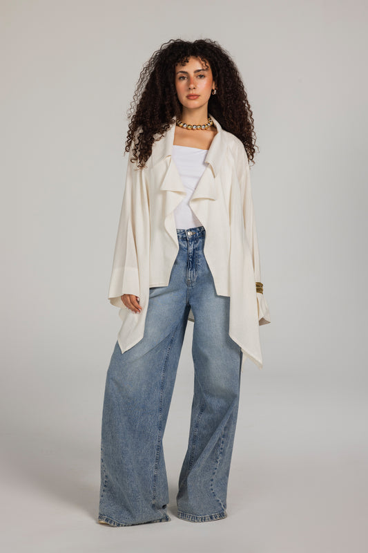Soft Memory Linen Kimono in White