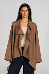 Soft Memory Linen Kimono in Cafe