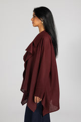 Soft Memory Linen Kimono in Maroon