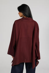 Soft Memory Linen Kimono in Maroon
