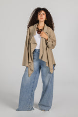 Soft Memory Linen Kimono in Stone