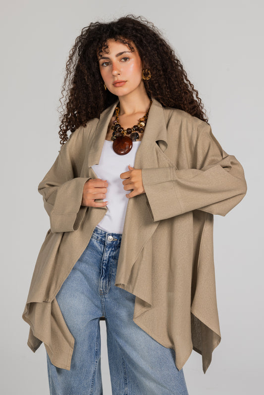 Soft Memory Linen Kimono in Stone