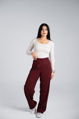 Burgundy Straight Pants
