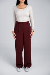 Burgundy Straight Pants