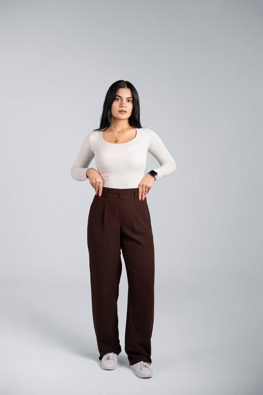 Dark Brown Straight Pants