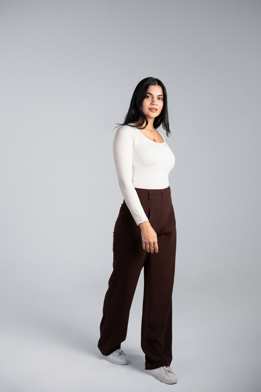 Dark Brown Straight Pants