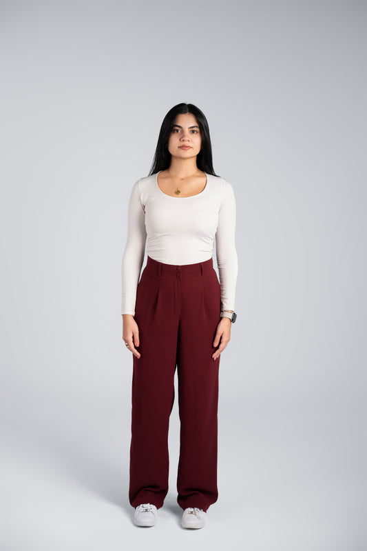 Burgundy Straight Pants