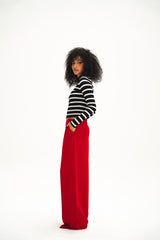 Red Casual Loose Pants