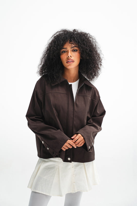 The Harper Zip Jacket - Dark Brown