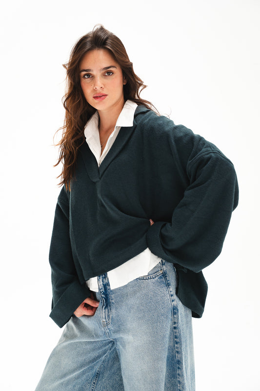 The Rowan Pullover - Deep Teal