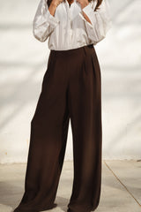 Dark Brown Casual Loose Pants