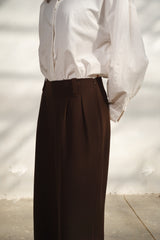 Dark Brown Casual Loose Pants