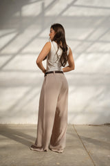 Light Beige Casual Loose Pants