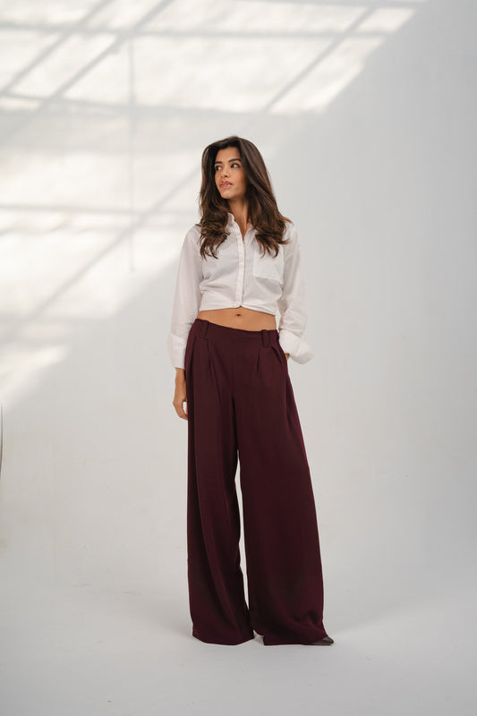 Maroon Casual Loose Pants