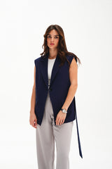 Navy Blue Long Vest