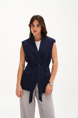 Navy Blue Long Vest