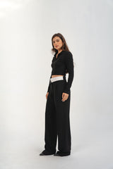 Reverse Waist White Straight Pants