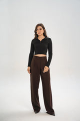 Dark Brown Straight Pants