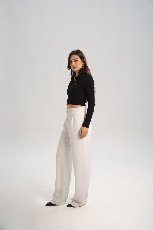 White Straight Pants