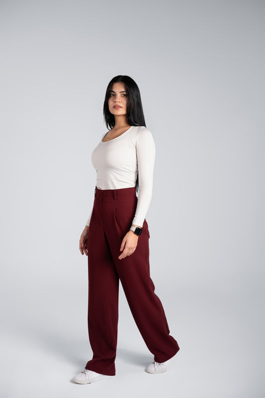 Burgundy Straight Pants