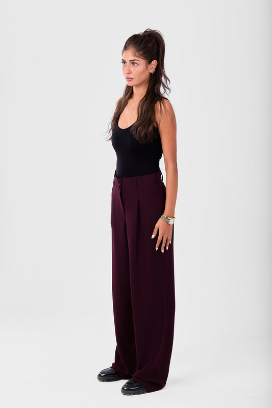Maroon Straight Pants