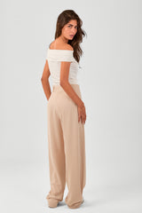 Light Beige Straight Pants