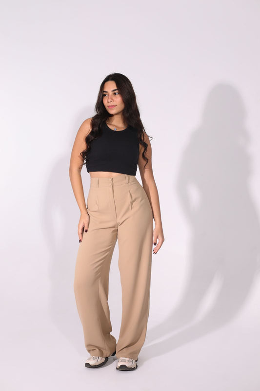 Beige Straight Pants