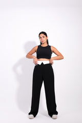 Reverse Waist White Straight Pants