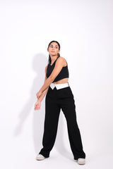 Reverse Waist White Straight Pants