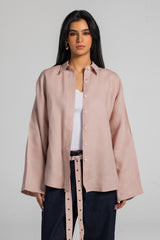 Soft Structure Linen Shirt - Pink