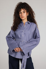 Soft Structure Linen Shirt - Blue