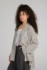 Lines Linen Blazer in Gray