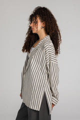 Lines Linen Blazer in Gray