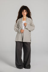 Lines Linen Blazer in Gray