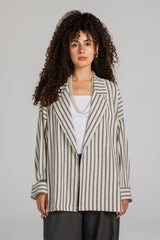 Lines Linen Blazer in Gray
