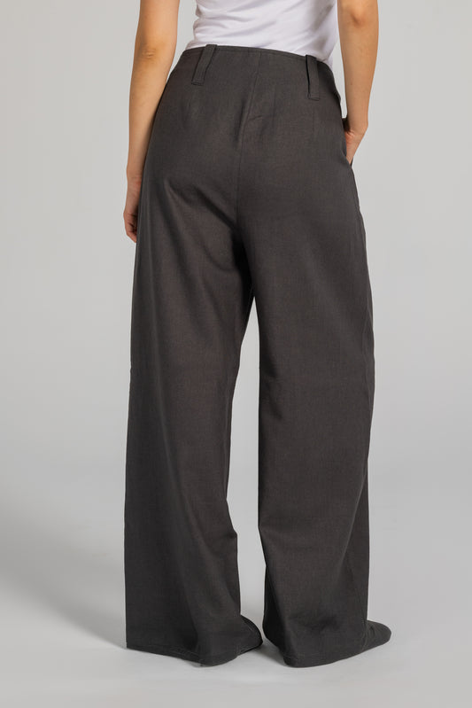 Easy Flow Linen Pants - Gray