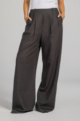 Easy Flow Linen Pants - Gray