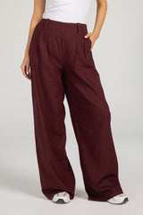 Easy Flow Linen Pants - Maroon