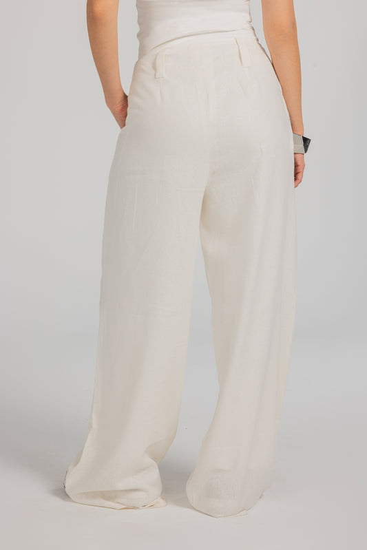 Easy Flow Linen Pants - Off White