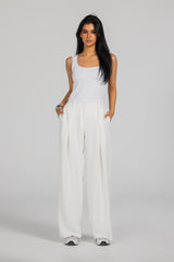 White Pleated Pants