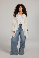 Soft Memory Linen Kimono in White