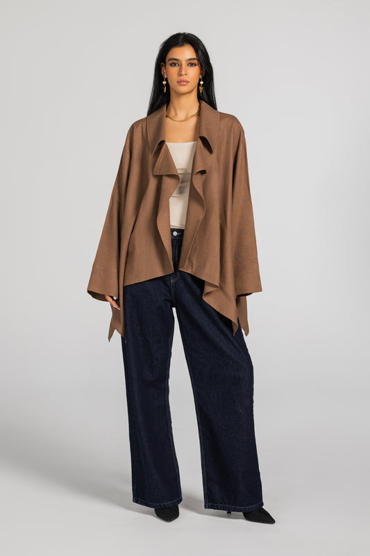 Soft Memory Linen Kimono in Cafe