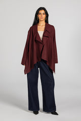 Soft Memory Linen Kimono in Maroon