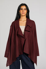 Soft Memory Linen Kimono in Maroon
