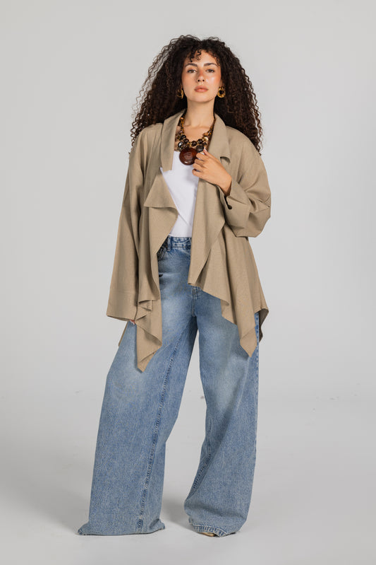 Soft Memory Linen Kimono in Stone