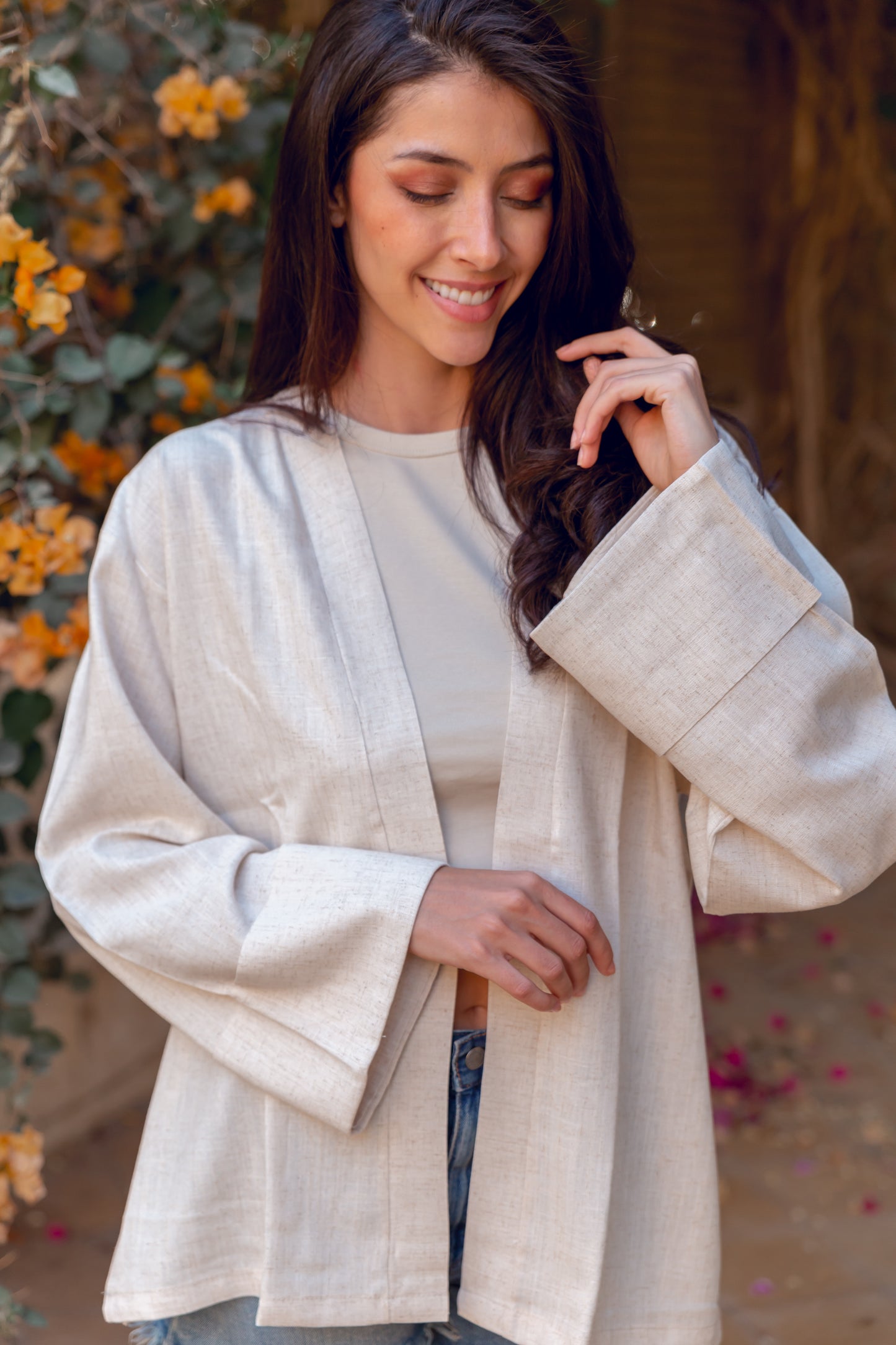 Linen kimono in beige